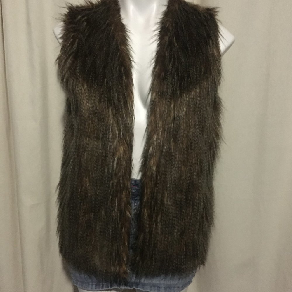 Pink Republic Faux Fur Vest Brown/Tan Size Medium
